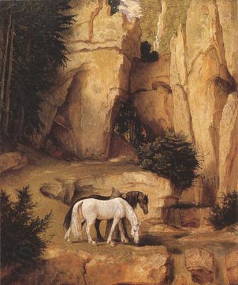 Moritz von Schwind A Hermit Leading Horses to the Trough (mk22)